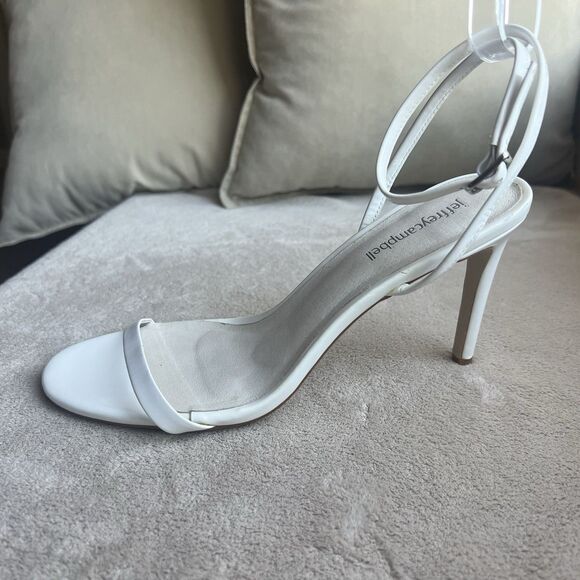 Jeffrey Campbell Illusive White Patent Leather Stiletto Heel Sandals Women 9 - Picture 2 of 14